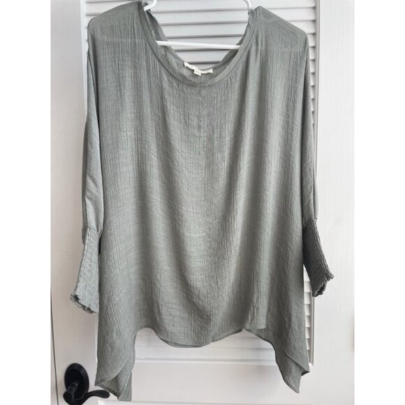 Anthropologie Grade and Gather Olive Green Flowing Boho Shirt Women's Sz M/L - Picture 1 of 7